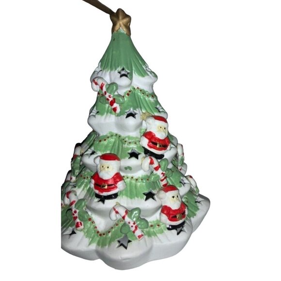 Light Ceramic Porcelain Christmas Tree with Teddy Bears Santa Candy Canes - Picture 3 of 8